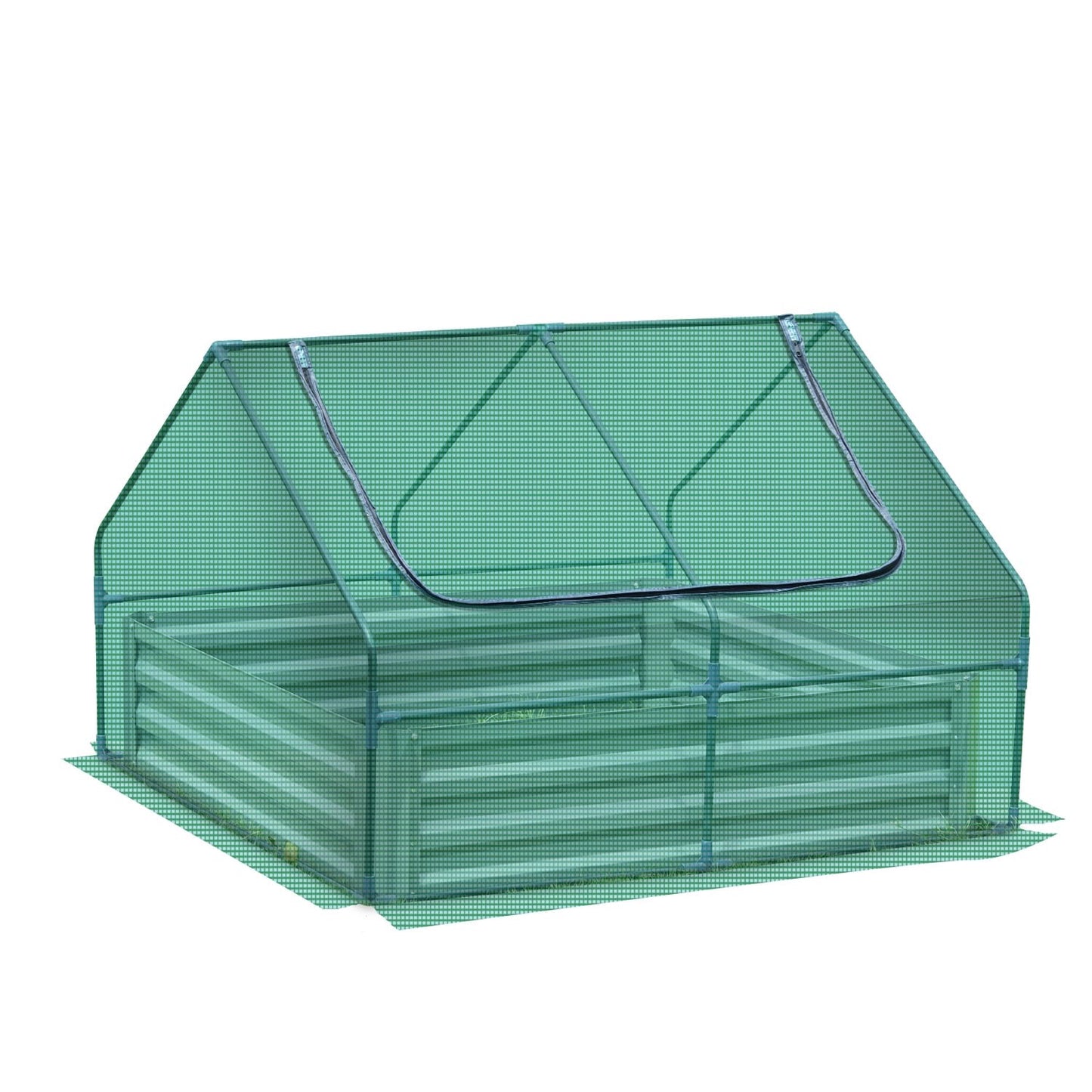 Greenhouse With Raised Garden Beds 4ft. x 4ft. x 3ft. Greenhouse Aoodor   