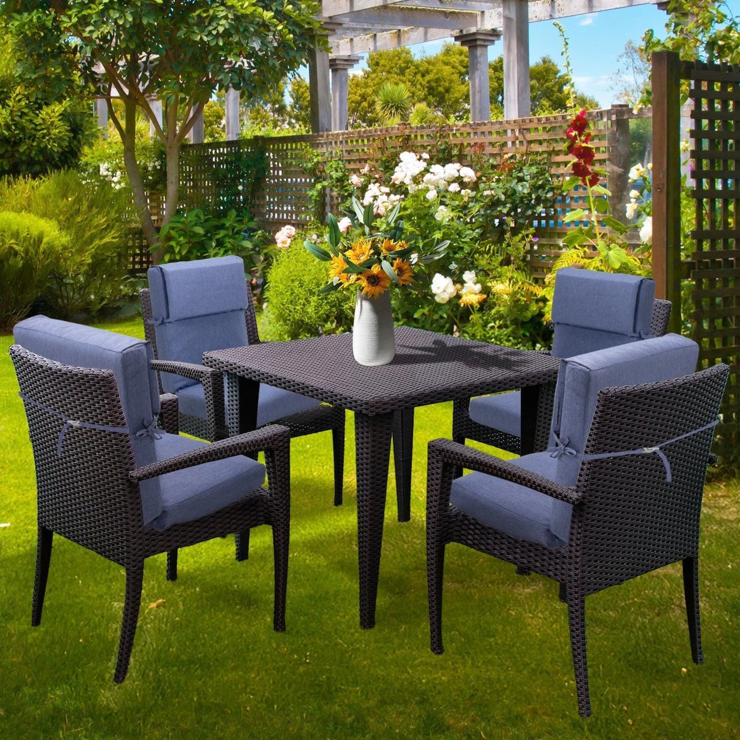 High Back Chair Cushions Set of 4, UV-Protected & Water-Resistant, 45 x 22 x 4 Inches Aoodor