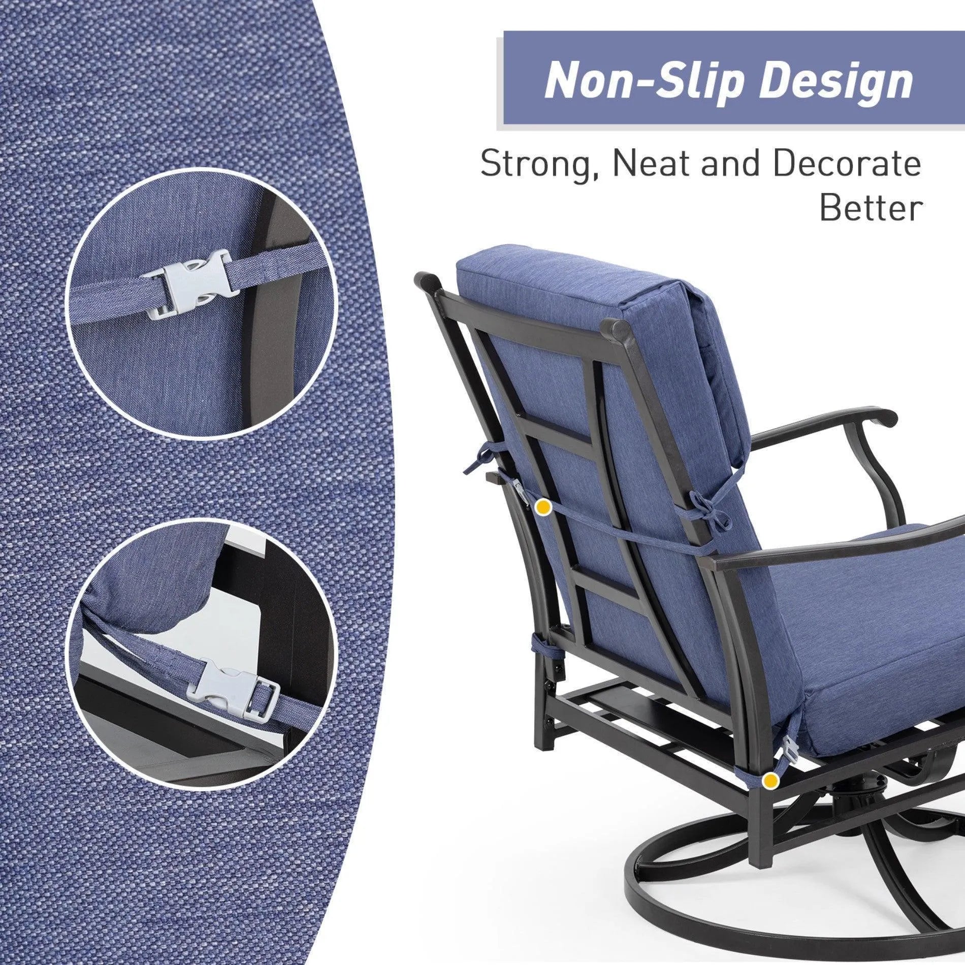 High Back Chair Cushions Set of 4, UV-Protected & Water-Resistant, 45 x 22 x 4 Inches Aoodor