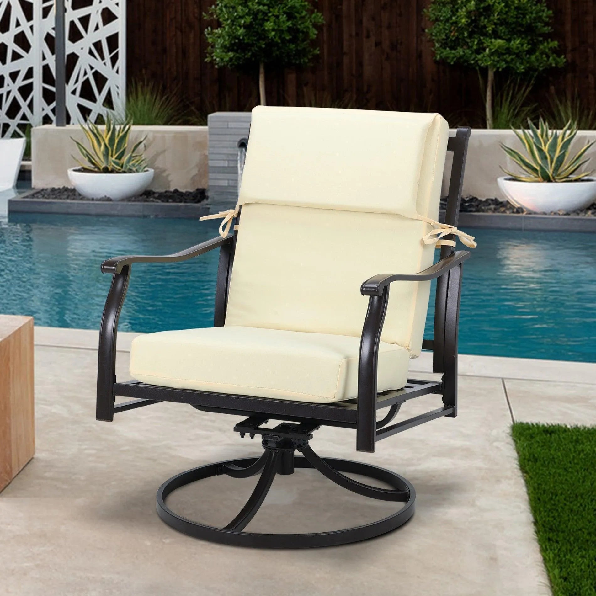 High Back Chair Cushions Set of 4, UV-Protected & Water-Resistant, 45 x 22 x 4 Inches Lightyellow for Patio Backyard Deck Aoodor