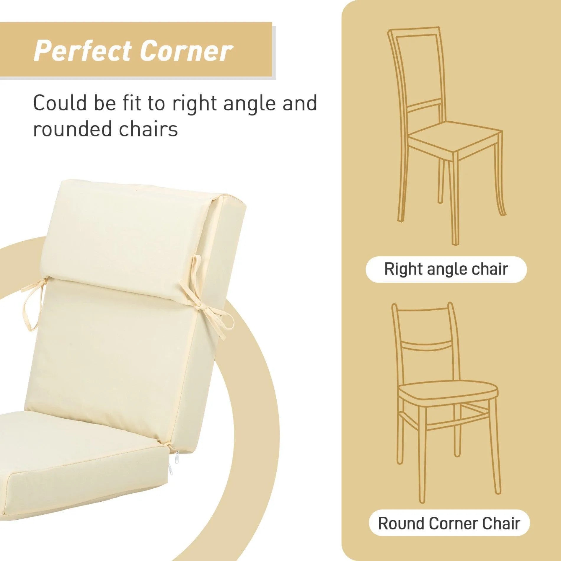 High Back Chair Cushions Set of 4, UV-Protected & Water-Resistant, 45 x 22 x 4 Inches Lightyellow Could be fit to right angle and rounded chairs Aoodor