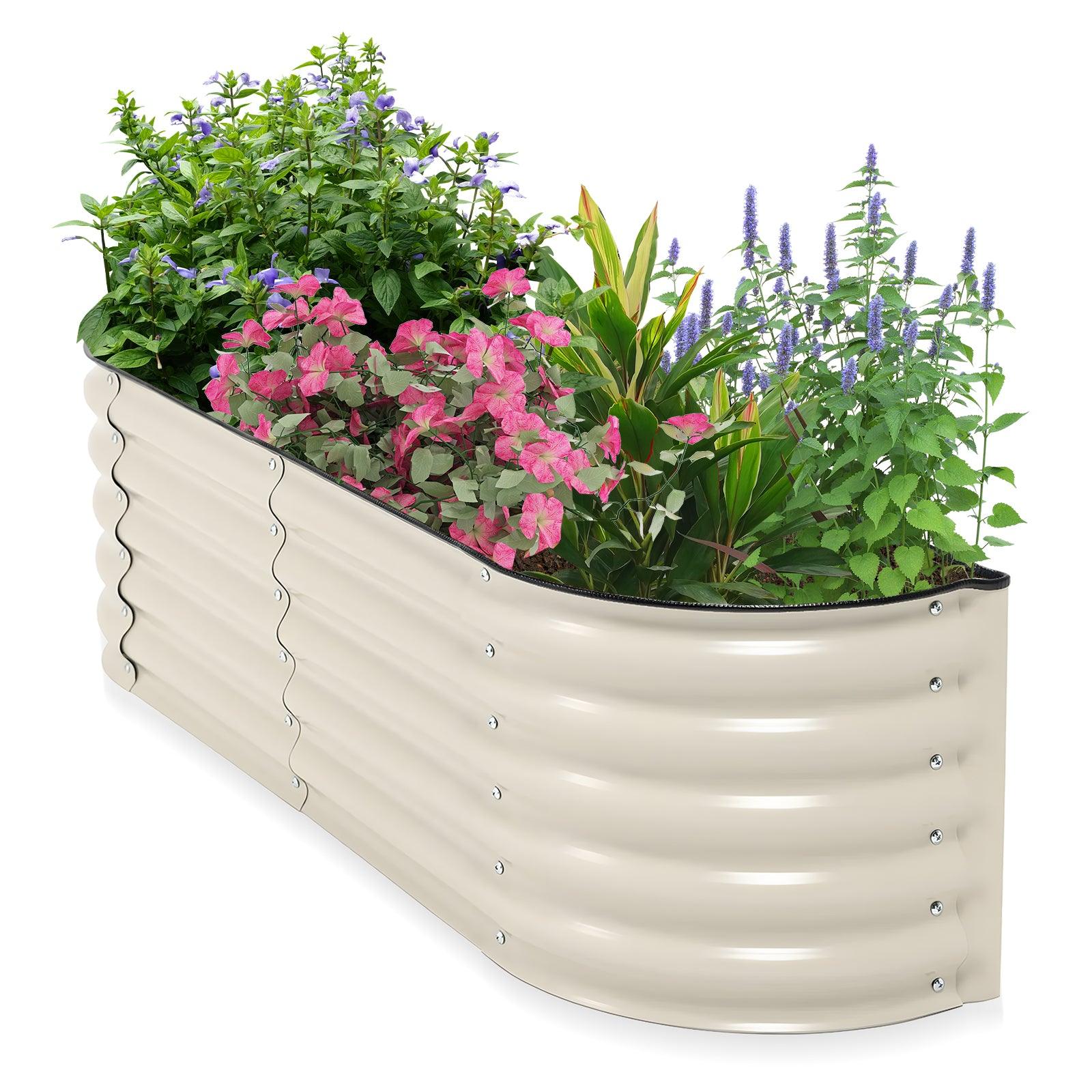 Metal raised garden Bed - 60'' x 24'' x 17''(H)- Beige Aoodor