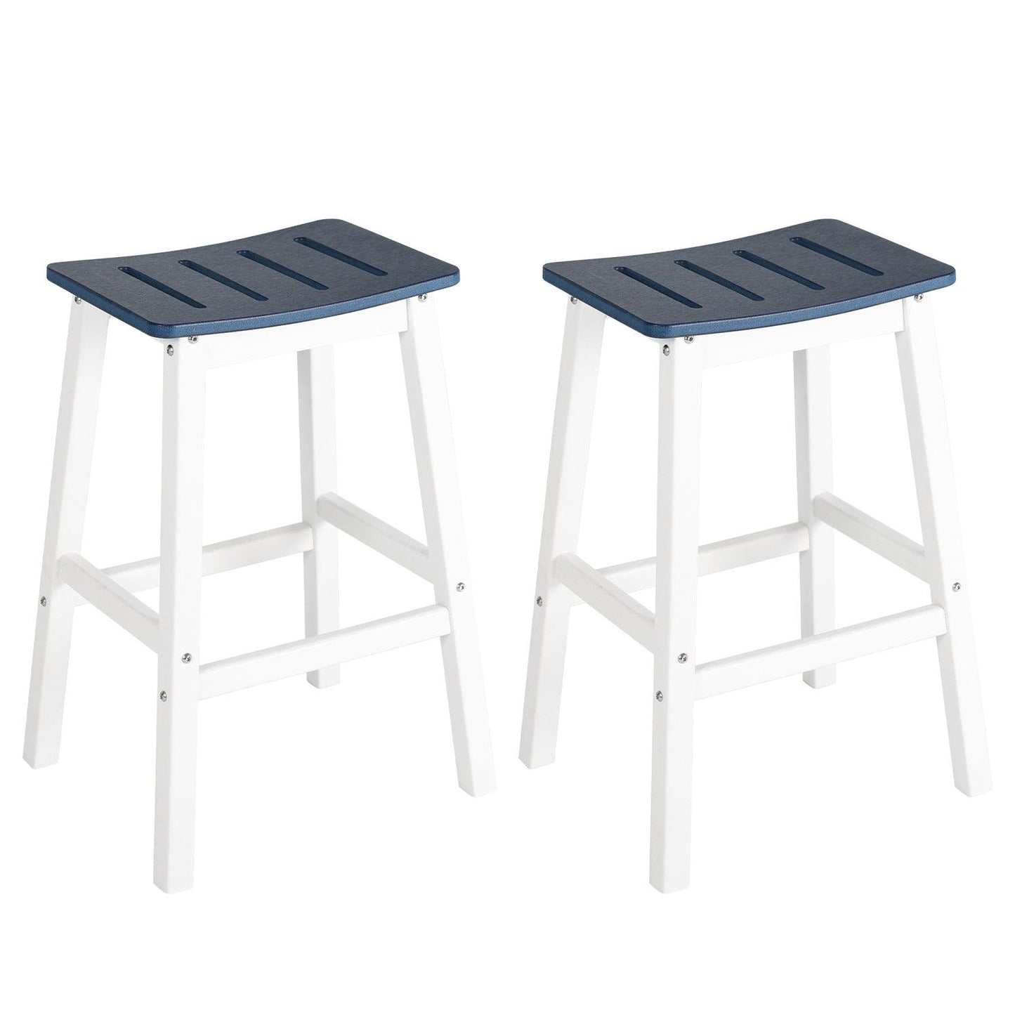 Outdoor Bar Stools,Set of 2 Bar Chairs, 28 Inch HDPE Patio Counter Height Bar Stools with Footrest for Backyard, Garden, Lawn and Patio Aoodor