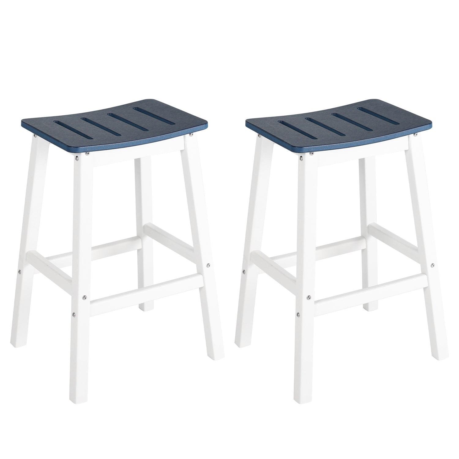 Outdoor Bar Stools,Set of 2 Bar Chairs, 28 Inch HDPE Patio Counter Height Bar Stools with Footrest for Backyard, Garden, Lawn and Patio Aoodor