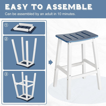 Outdoor Bar Stools,Set of 2 Bar Chairs, 28 Inch HDPE Patio Counter Height Bar Stools with Footrest for Backyard, Garden, Lawn and Patio Aoodor