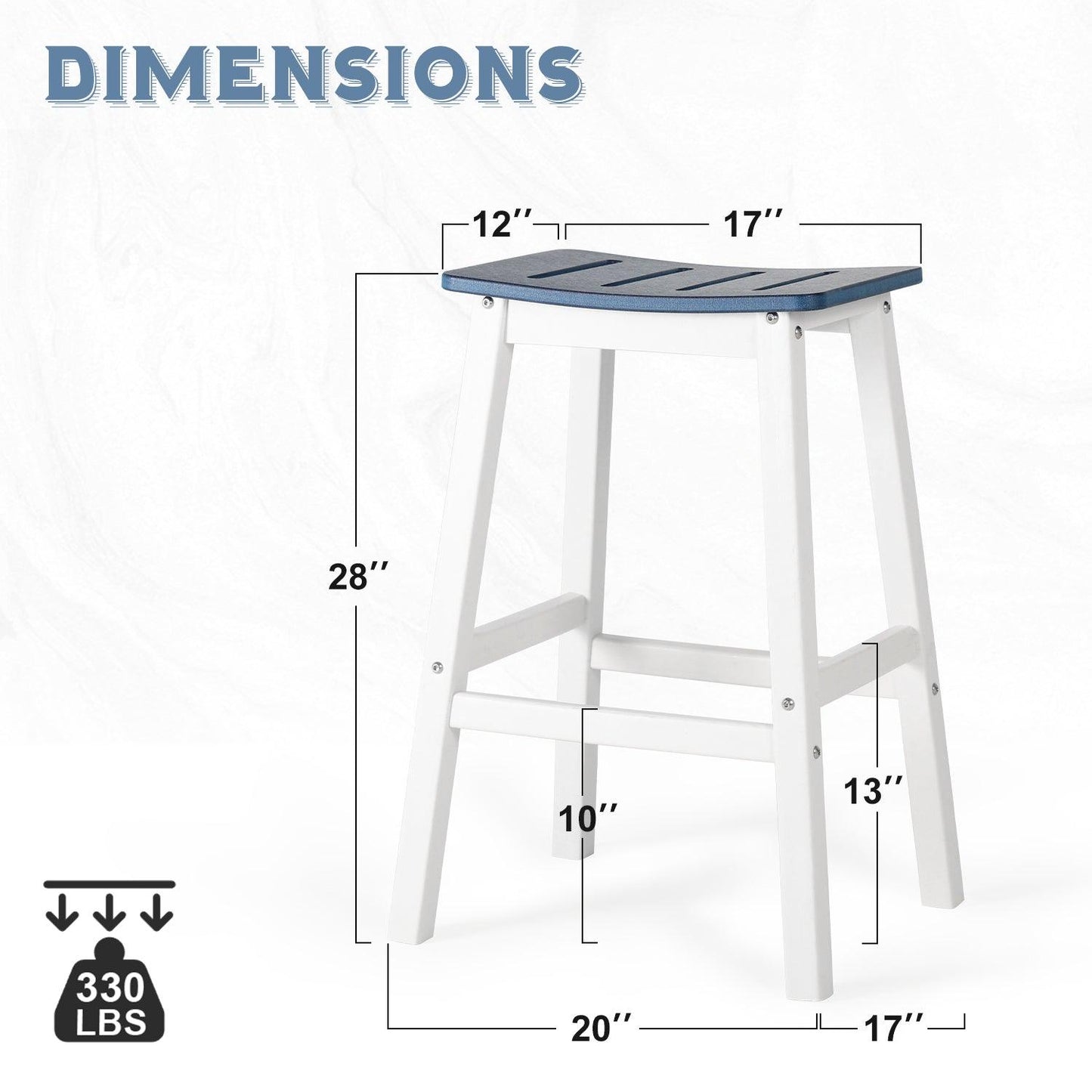 Outdoor Bar Stools,Set of 2 Bar Chairs, 28 Inch HDPE Patio Counter Height Bar Stools with Footrest for Backyard, Garden, Lawn and Patio Aoodor