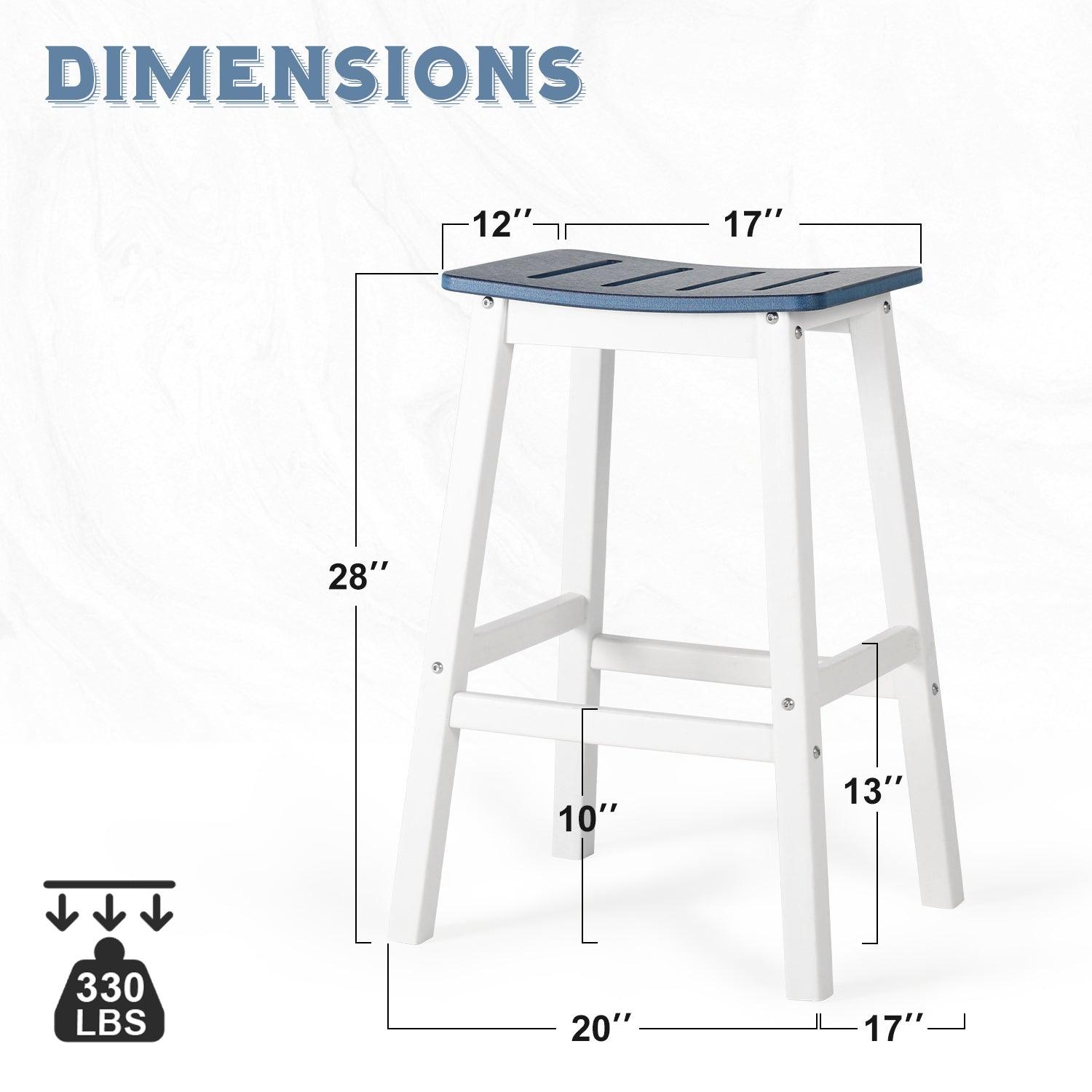 Outdoor Bar Stools,Set of 2 Bar Chairs, 28 Inch HDPE Patio Counter Height Bar Stools with Footrest for Backyard, Garden, Lawn and Patio Aoodor