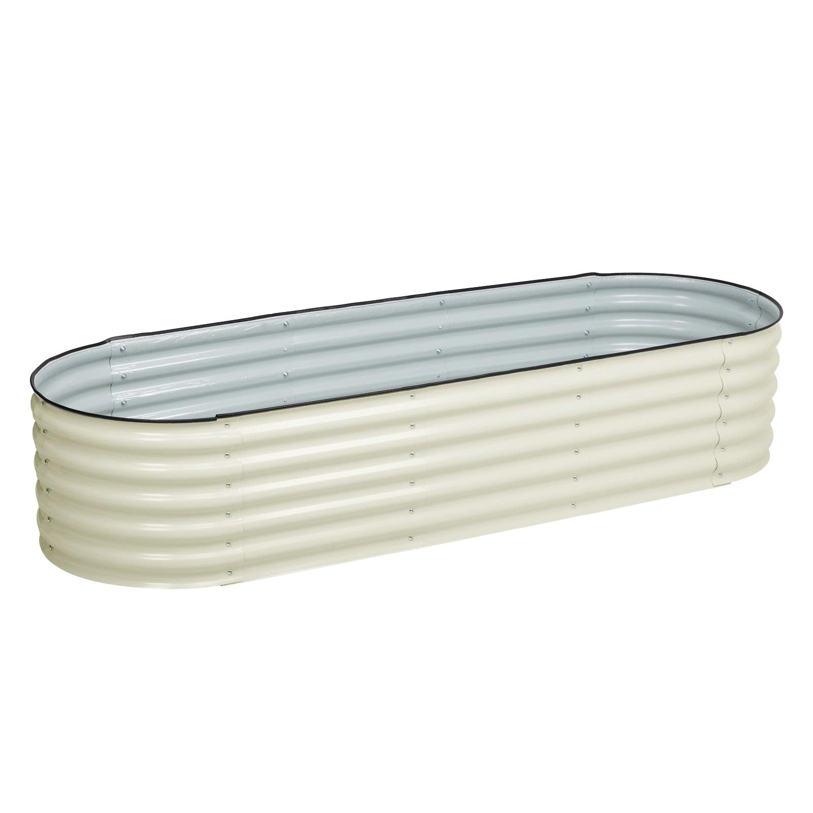 Oval Modular Aluzinc Raised Garden Bed Aoodor White