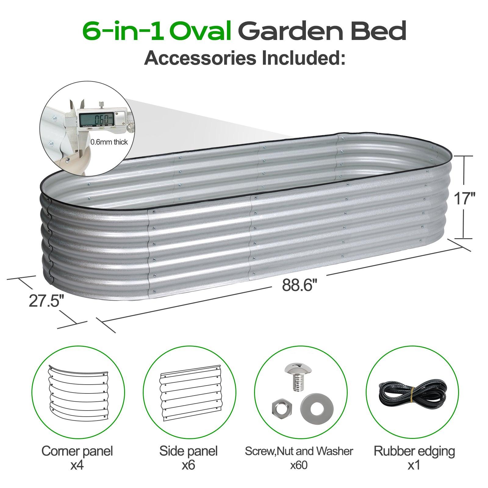 Oval Modular Aluzinc Raised Garden Bed Aoodor Silver