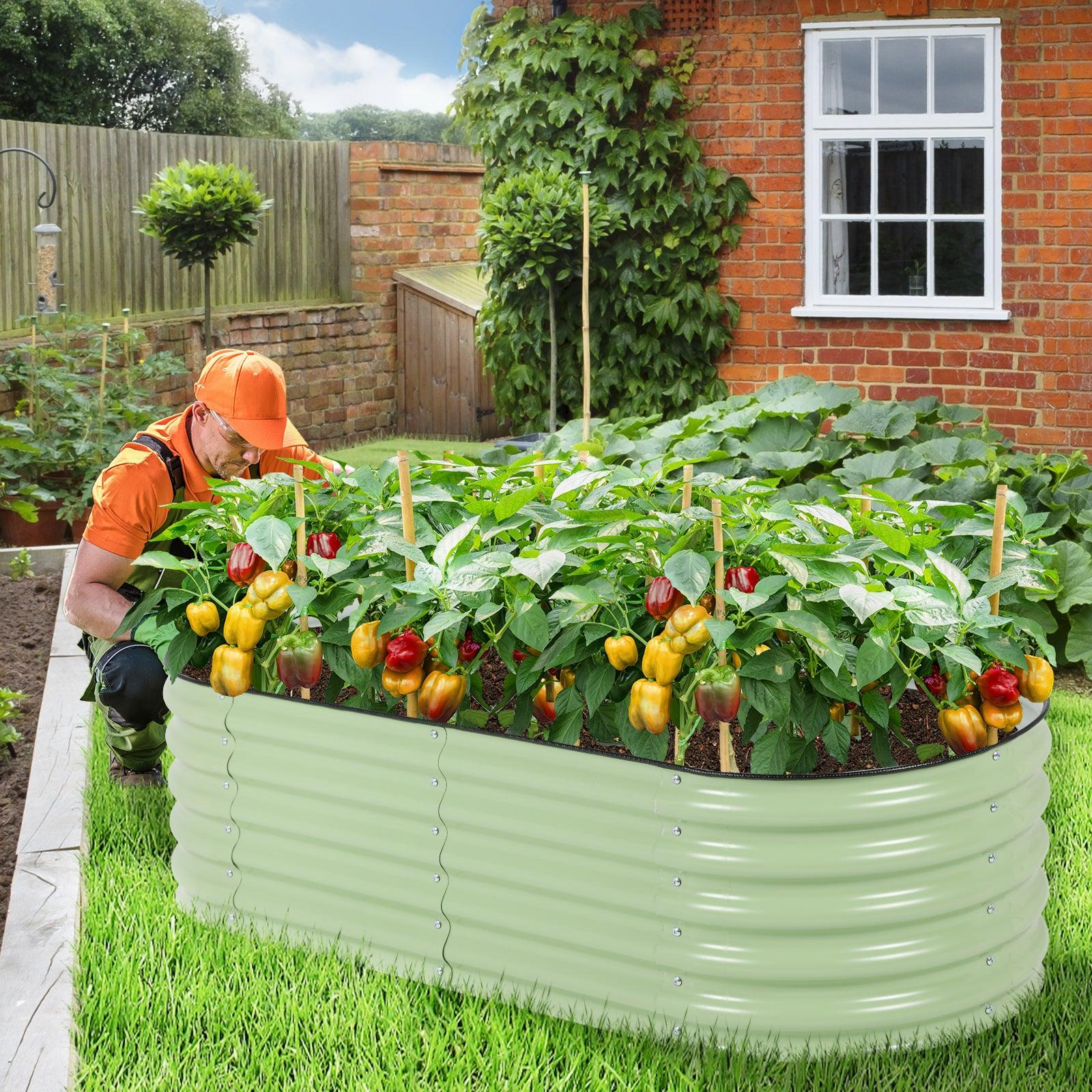 Oval Modular Aluzinc Raised Garden Bed 60'' x 24'' x 17'' Aoodor