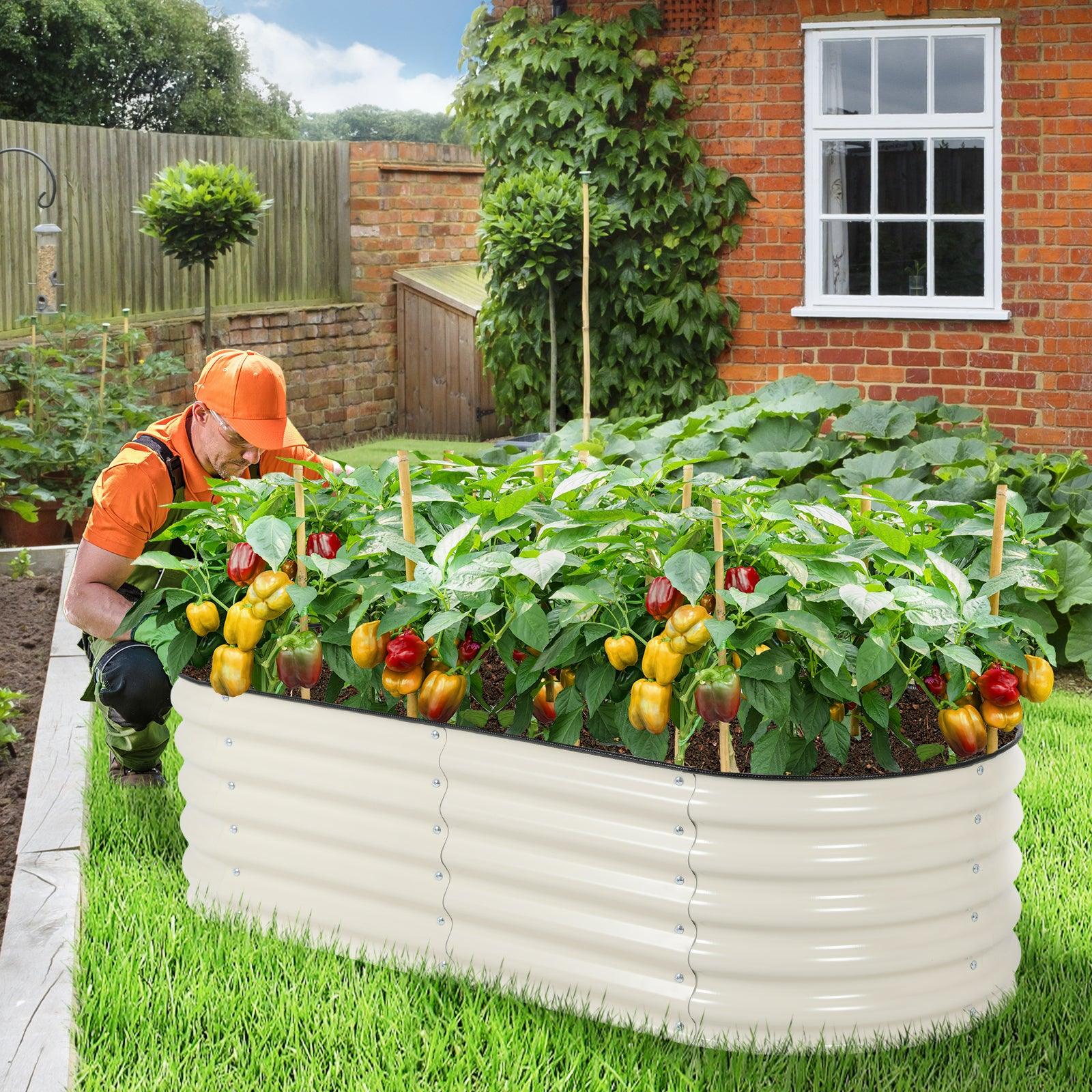 Oval Modular Aluzinc Raised Garden Bed 60'' x 24'' x 17'' Aoodor
