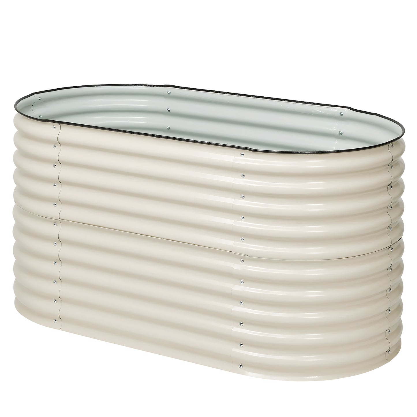 Oval Modular Aluzinc Raised Garden Bed Planter Aoodor LLC Beige