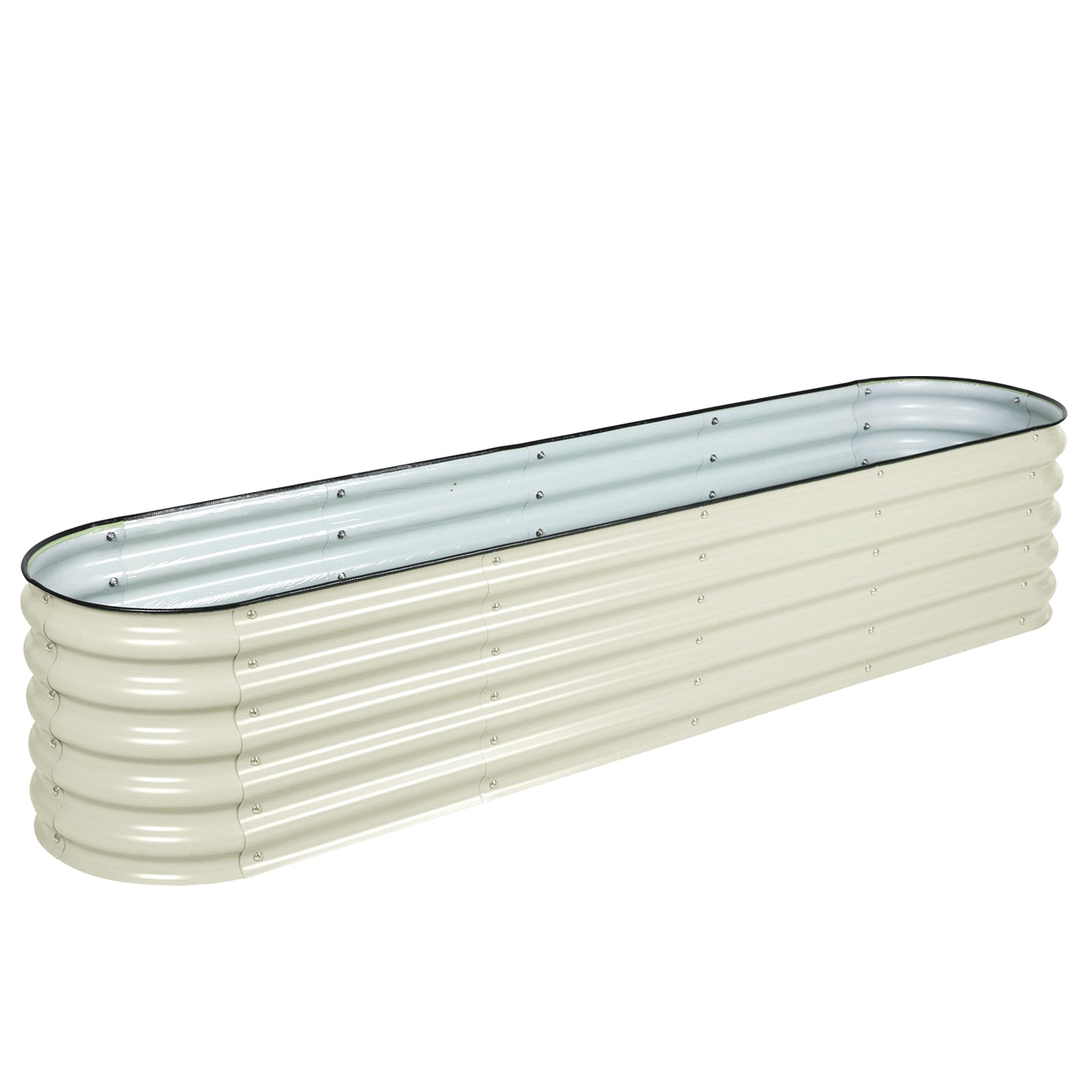 Oval Modular Aluzinc Raised Garden Bed Planter Aoodor LLC Beige