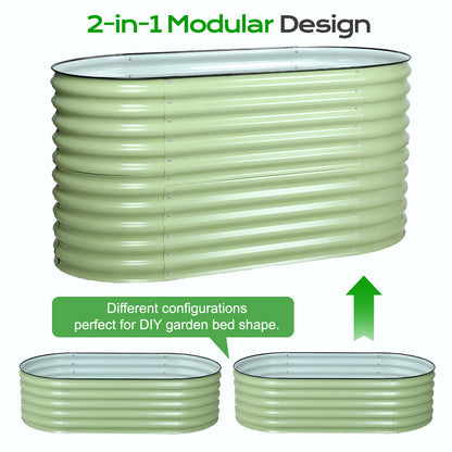 Oval Modular Aluzinc Raised Garden Bed Planter Aoodor LLC Green