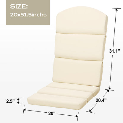 Patio Chair Cushion Set of 2 - High-Back Adirondack Patio Cushions with Ties, 52''x20''x2.75'', Olifen Fabric Slipcover CUSHION Aoodor LLC Beige