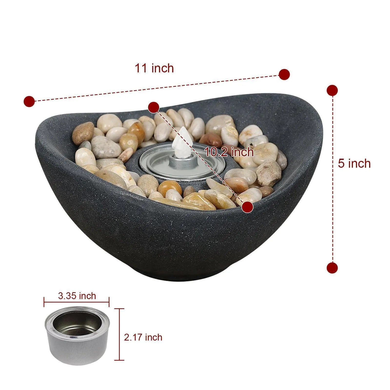 Portable Concrete Fire Pit - Indoor/Outdoor Tabletop Fireplace for Balcony, Patio Decor Tool Aoodor Graphite  