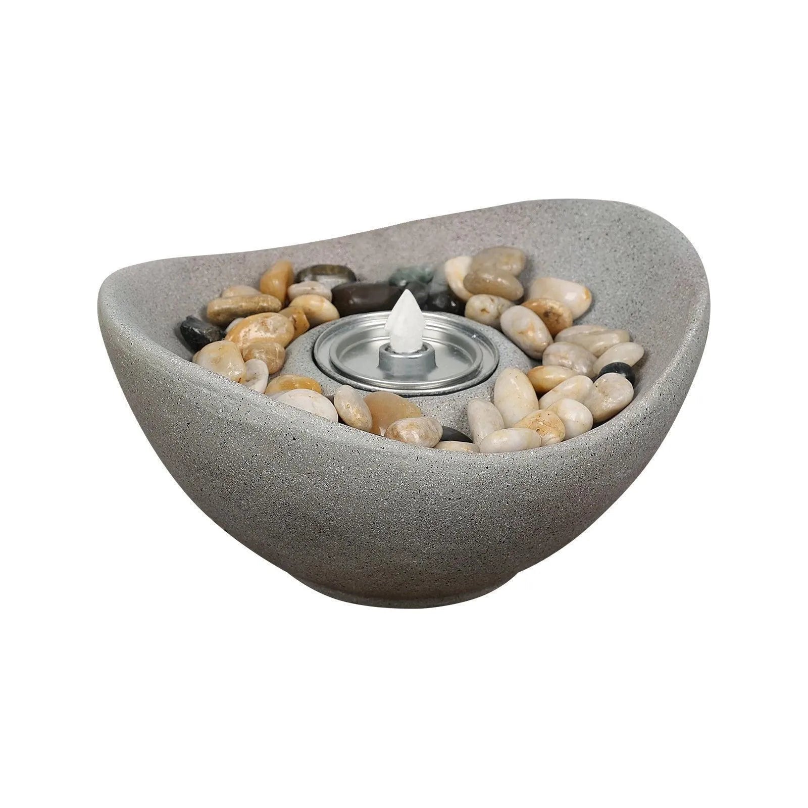 Portable Concrete Fire Pit - Indoor/Outdoor Tabletop Fireplace for Balcony, Patio Decor Tool Aoodor Beige  