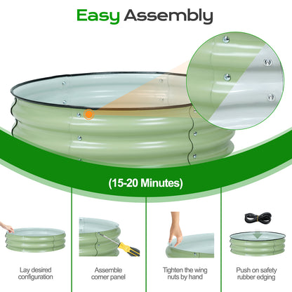 Round Modular Aluzinc Raised Garden Bed Aoodor Green