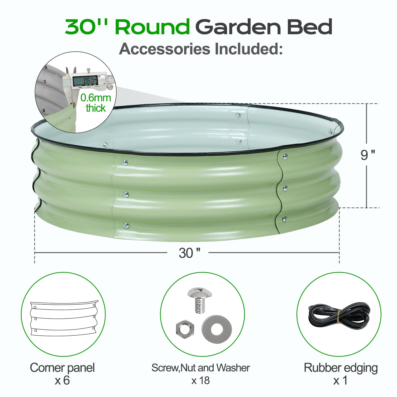 Round Modular Aluzinc Raised Garden Bed Aoodor Green