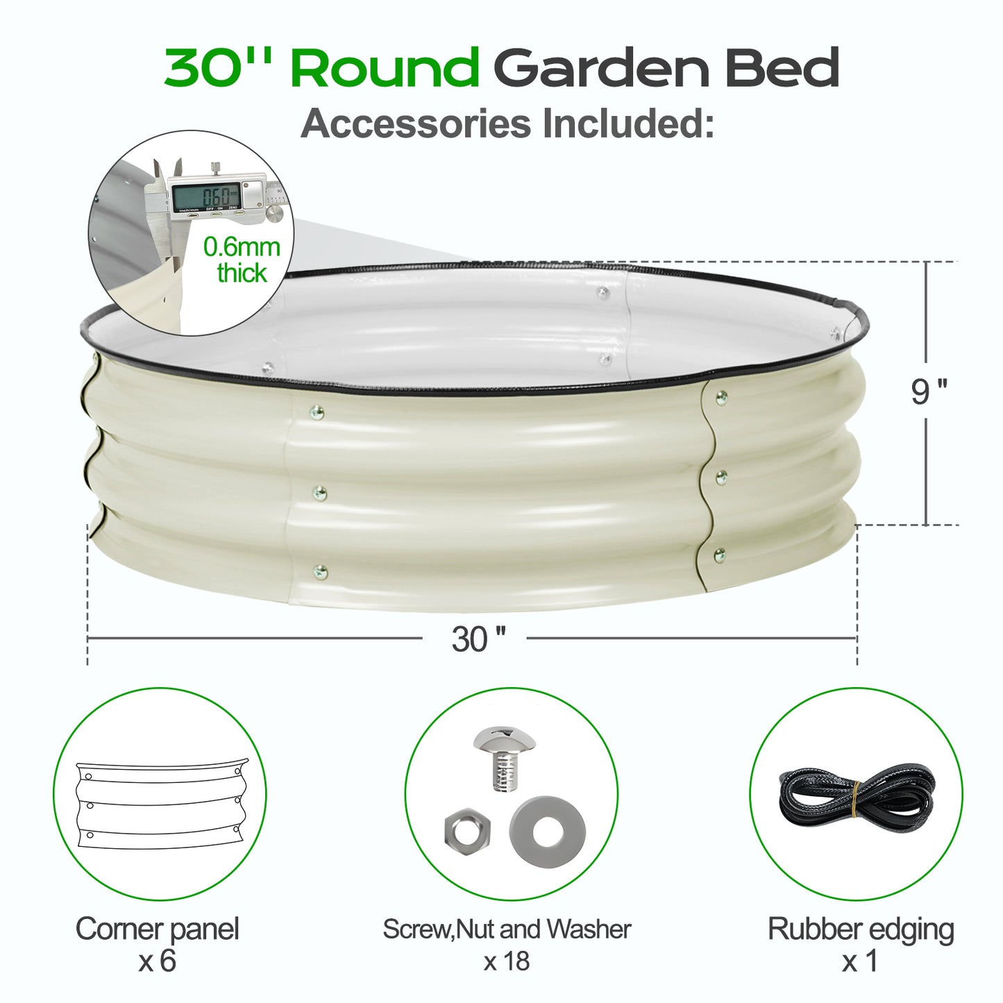 Round Modular Aluzinc Raised Garden Bed Aoodor Beige