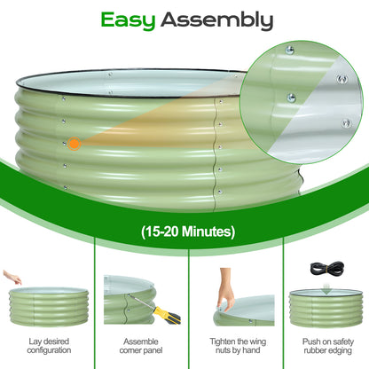 Round Modular Aluzinc Raised Garden Bed Aoodor Green