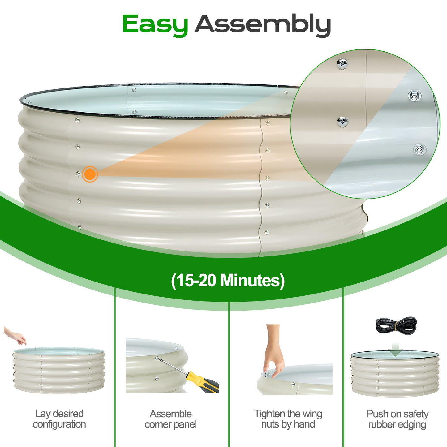 Round Modular Aluzinc Raised Garden Bed Aoodor