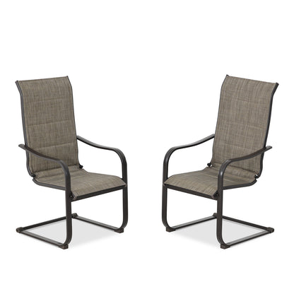 2 Pieces C-spring Motion Patio High Back Dining Chairs