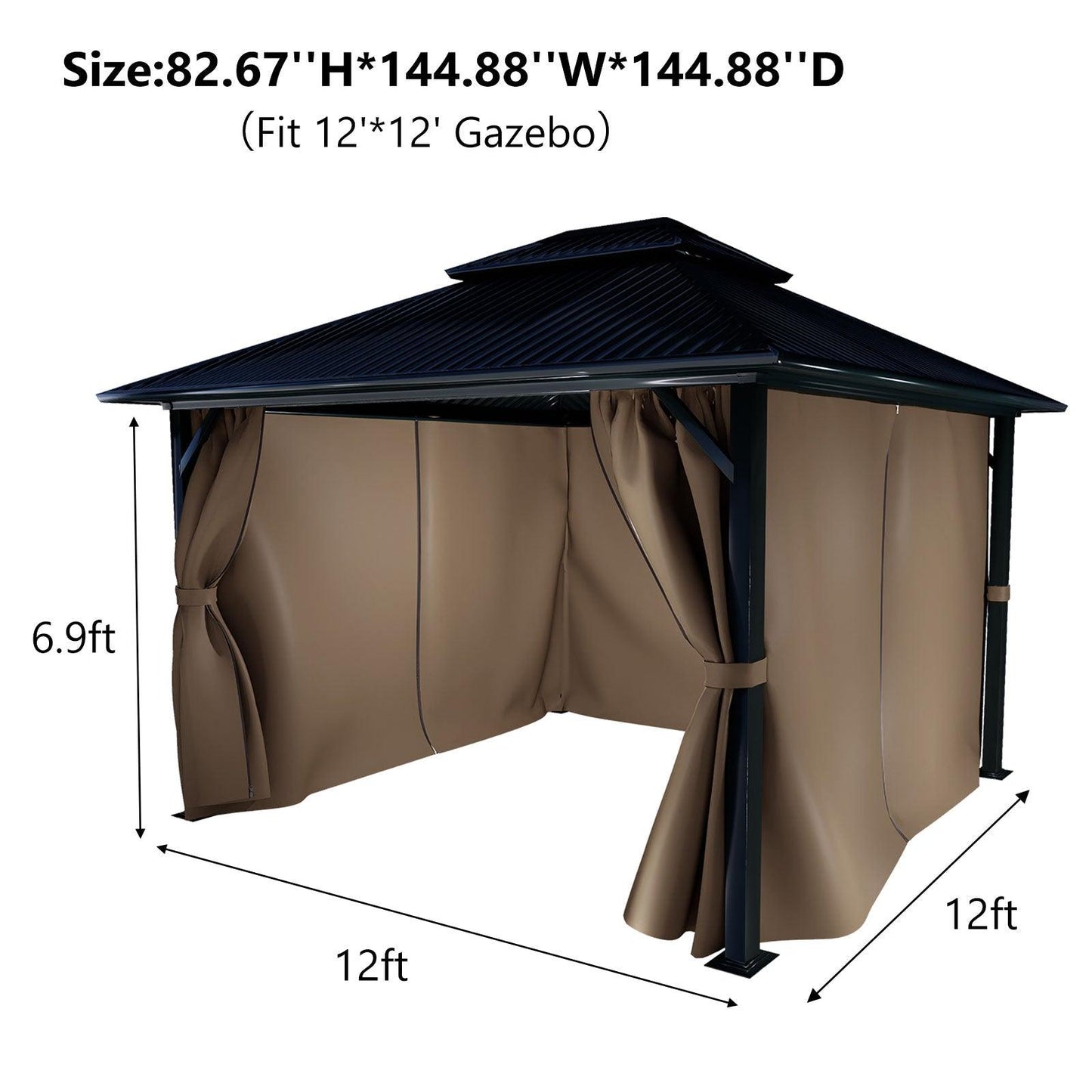 10x10/10x12/10x13/12x12/12x14 ft. Gazebo Curtain Set Protecting Privacy Side Walls 4 Panels (Curtain Only)