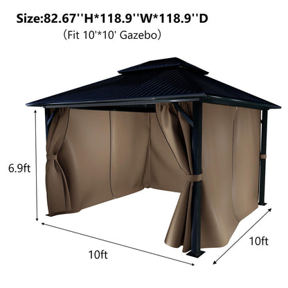 10x10/10x12/10x13/12x12/12x14 ft. Gazebo Curtain Set Protecting Privacy Side Walls 4 Panels (Curtain Only)