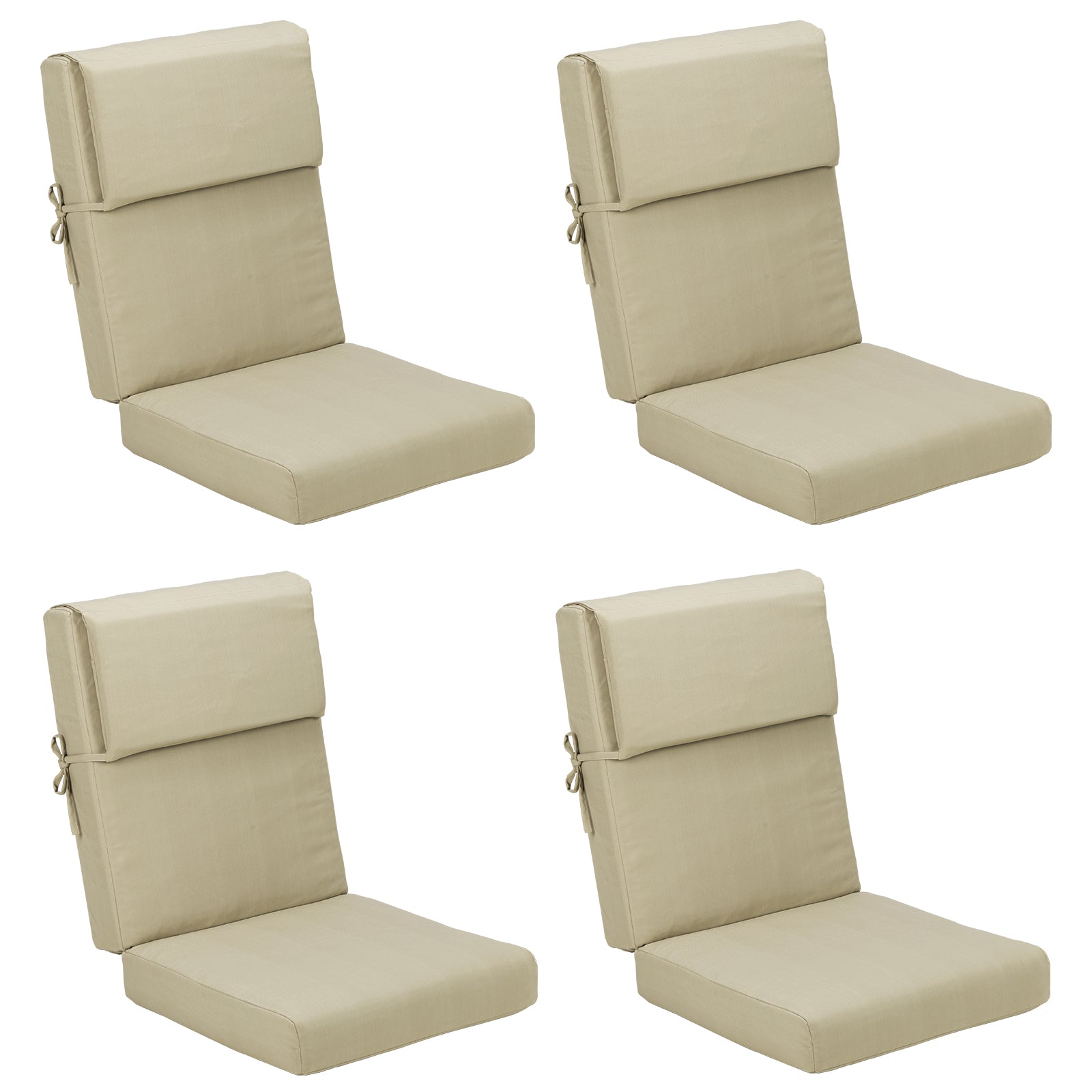 High Back Chair Cushions Set of 4, UV-Protected & Water-Resistant, 46x21x4 Inches Brown CUSHION Aoodor  