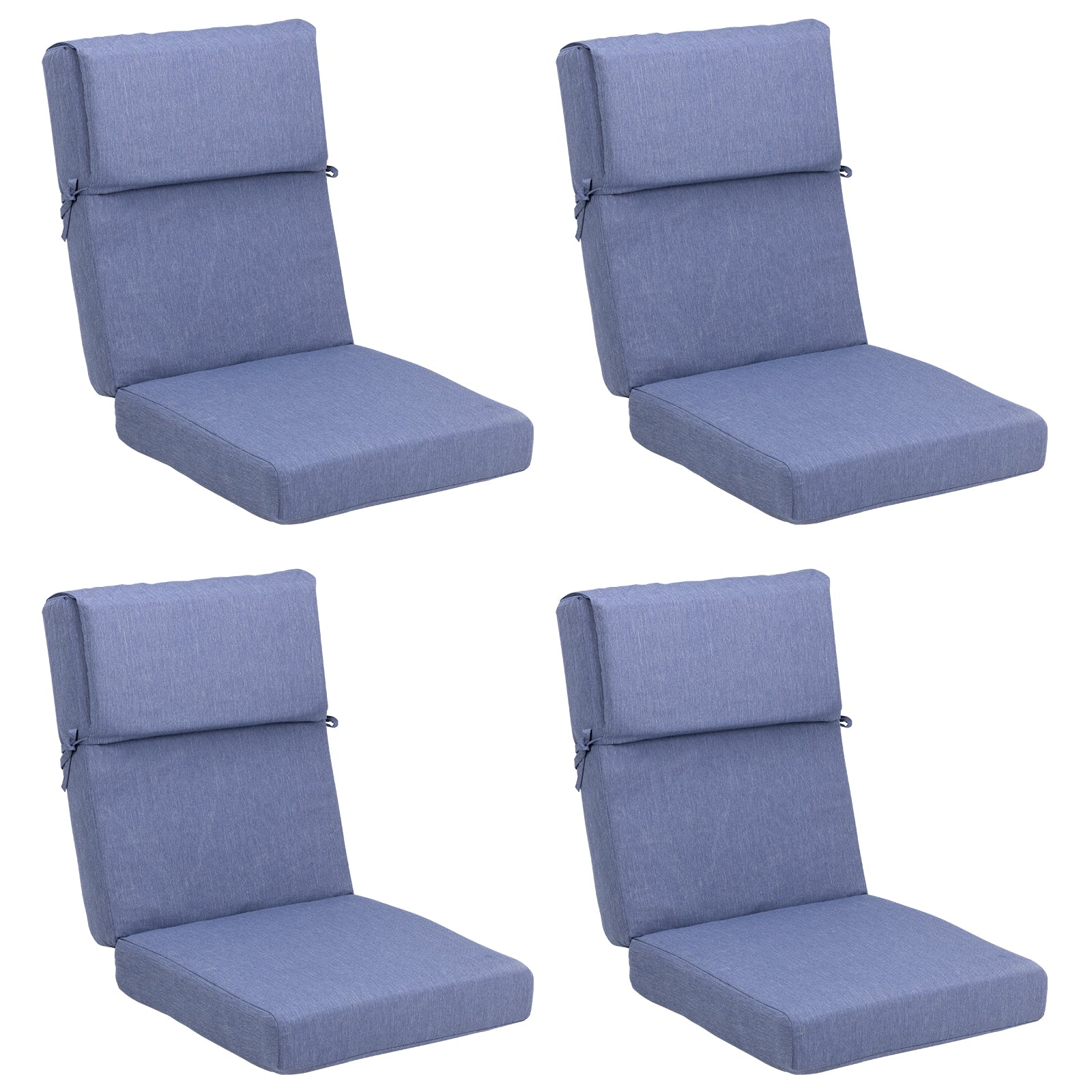 High Back Chair Cushions Set of 4, UV-Protected & Water-Resistant, 46x21x4 Inches Dark Blue CUSHION Aoodor  