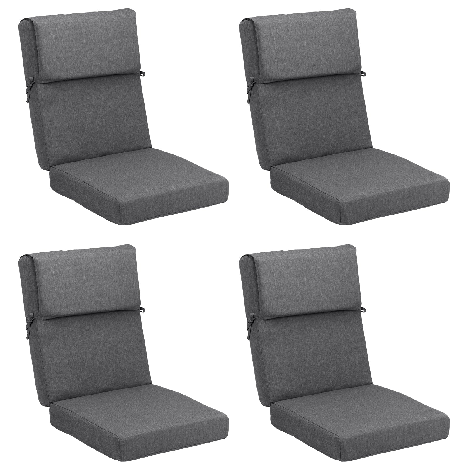 High Back Chair Cushions Set of 4, UV-Protected & Water-Resistant, 46x21x4 Inches Charcoal CUSHION Aoodor 