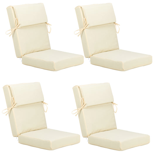 High Back Chair Cushions Set of 4, UV-Protected & Water-Resistant, 46x21x4 Inches Cream Yellow, CUSHION Aoodor