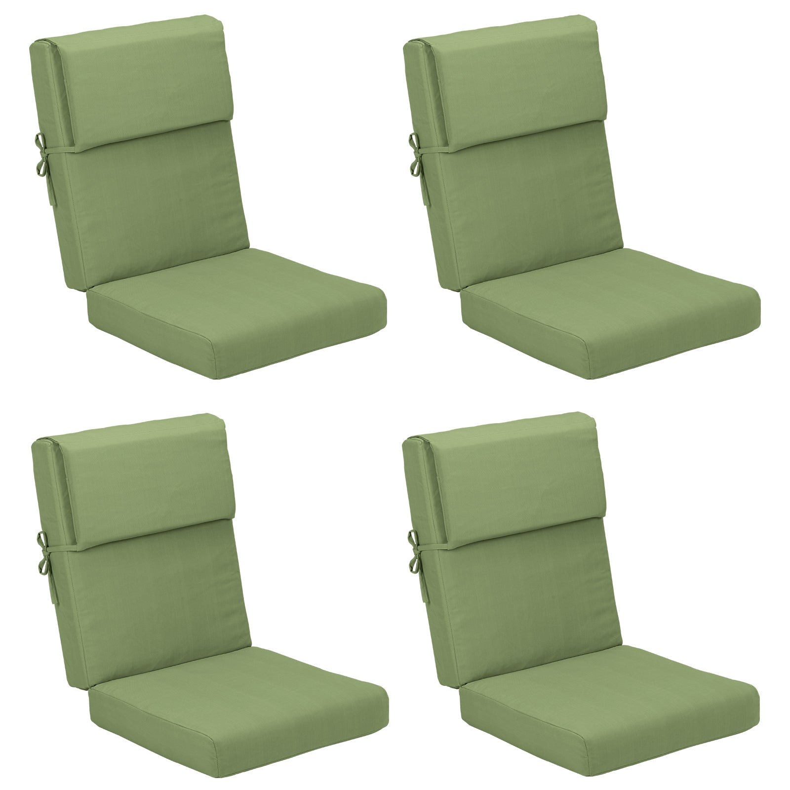 High Back Chair Cushions Set of 4, UV-Protected & Water-Resistant, 46x21x4 Inches Green CUSHION Aoodor  