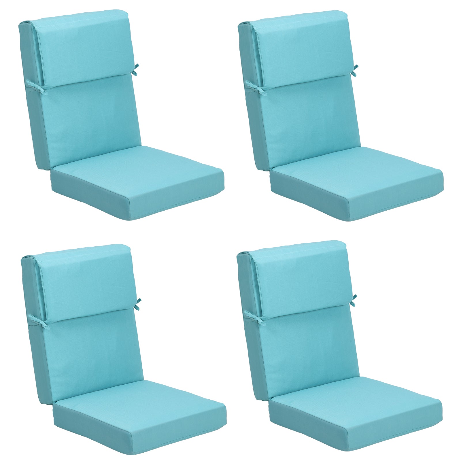 High Back Chair Cushions Set of 4, UV-Protected & Water-Resistant, 46x21x4 Inches Blue Cushion Aoodor  