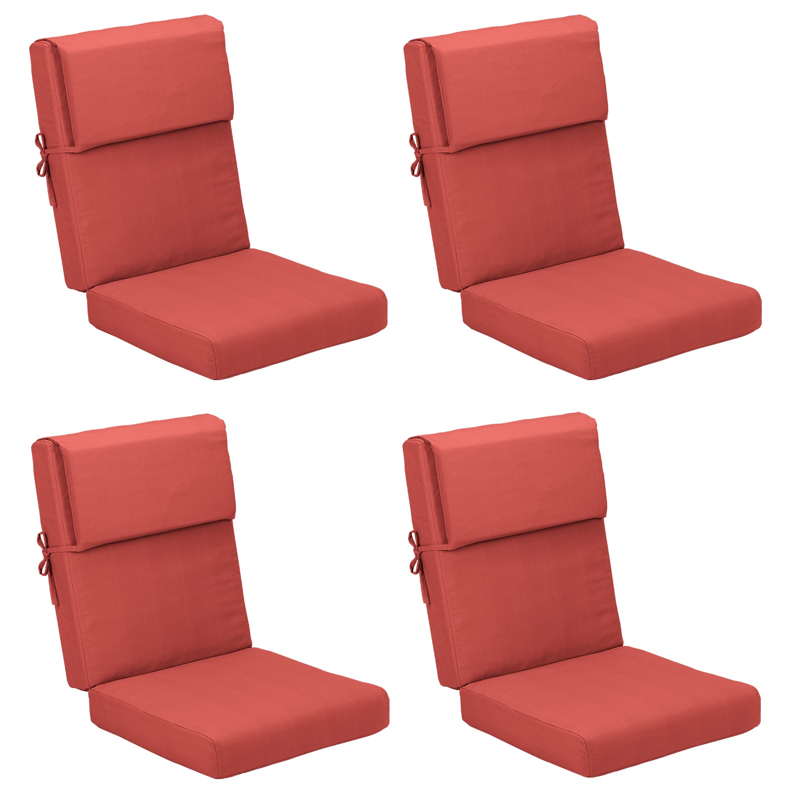 High Back Chair Cushions Set of 4, UV-Protected & Water-Resistant, 46x21x4 Inches Red CUSHION Aoodor  