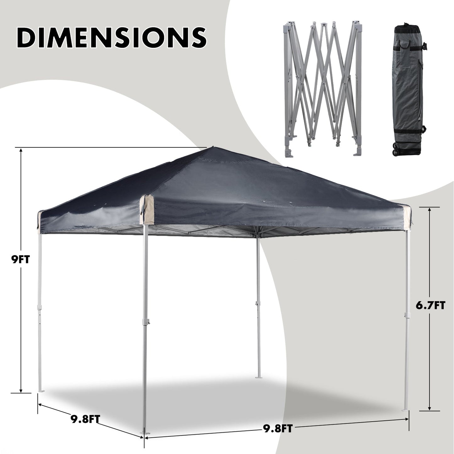 10 x 10 FT Pop Up Canopy Tent with Roller Bag, Instant Shade Canopy Gazebo Aoodor LLC   