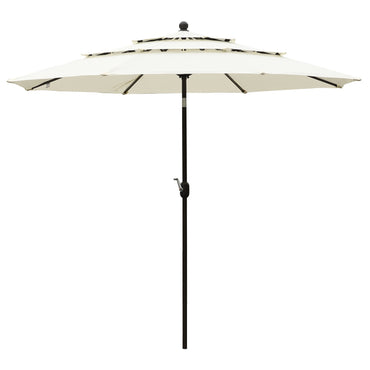 3 Tier 10ft. Patio Umbrella - Market Umbrella with Crank (No Base) Patio Umbrella Aoodor Beige  