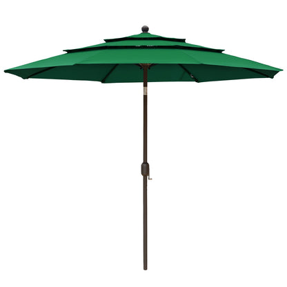 10ft 3 Tier Patio Umbrella - Stylish Outdoor Market Umbrella with Smooth Crank Mechanism - UV-Resistant Canopy - Ideal for Dining Tables (No Base) - Aoodor