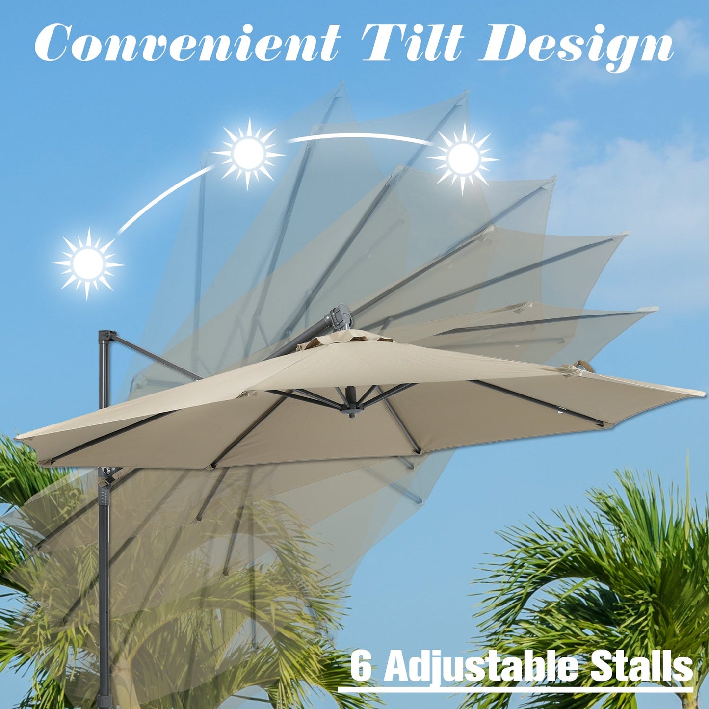 10FT Off-set Hanging Umbrella - Premium Aluminum Cantilever Umbrella for Backyard/Garden - Waterproof, UV-Resistant Outdoor Shade Patio Umbrella Aoodor LLC   