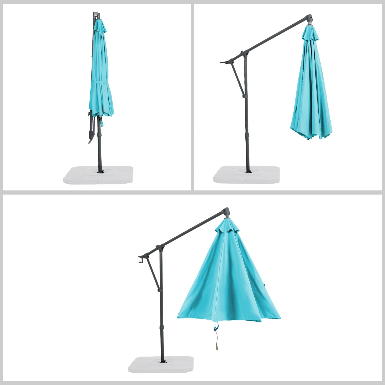 10FT Off-set Hanging Umbrella - Premium Aluminum Cantilever Umbrella for Backyard/Garden - Waterproof, UV-Resistant Outdoor Shade Patio Umbrella Aoodor LLC 9.4 x 7.4 Ft Blue 