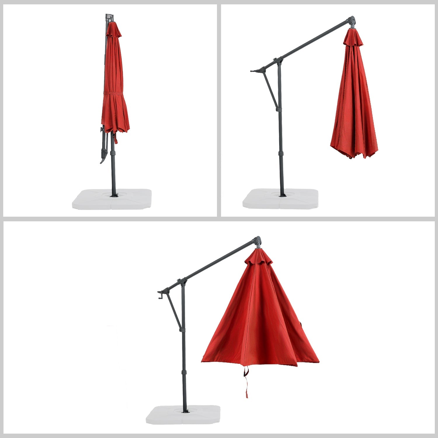 10FT Off-set Hanging Umbrella - Premium Aluminum Cantilever Umbrella for Backyard/Garden - Waterproof, UV-Resistant Outdoor Shade Patio Umbrella Aoodor LLC 9.4 x 7.4 Ft Red 