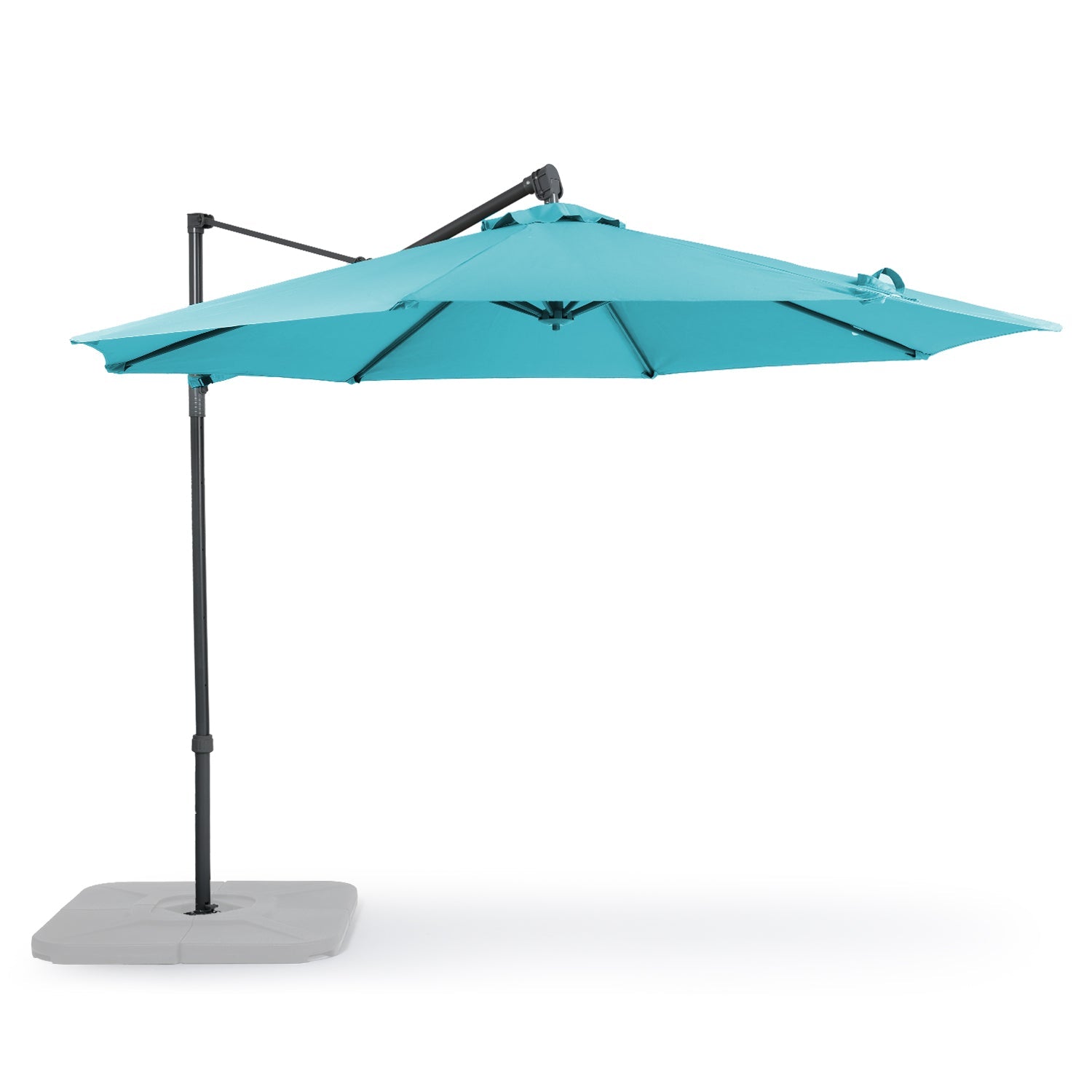 10FT Off-set Hanging Umbrella - Premium Aluminum Cantilever Umbrella for Backyard/Garden - Waterproof, UV-Resistant Outdoor Shade Patio Umbrella Aoodor LLC 9.8 x 8.2 Ft (With 6 adjustable stalls) Blue 