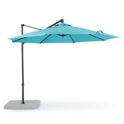 10FT Off-set Hanging Umbrella - Premium Aluminum Cantilever Umbrella for Backyard/Garden - Waterproof, UV-Resistant Outdoor Shade Patio Umbrella Aoodor LLC 9.8 x 8.2 Ft (With 6 adjustable stalls) Blue 