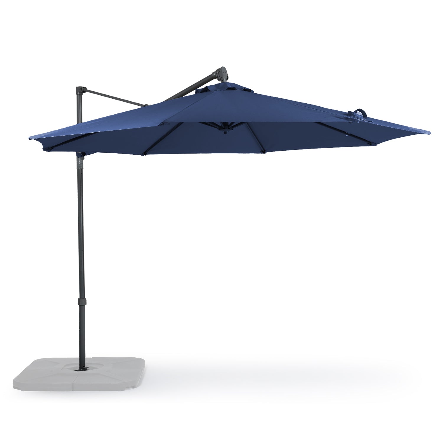 10FT Off-set Hanging Umbrella - Premium Aluminum Cantilever Umbrella for Backyard/Garden - Waterproof, UV-Resistant Outdoor Shade Patio Umbrella Aoodor LLC 9.8 x 8.2 Ft (With 6 adjustable stalls) Dark Blue 