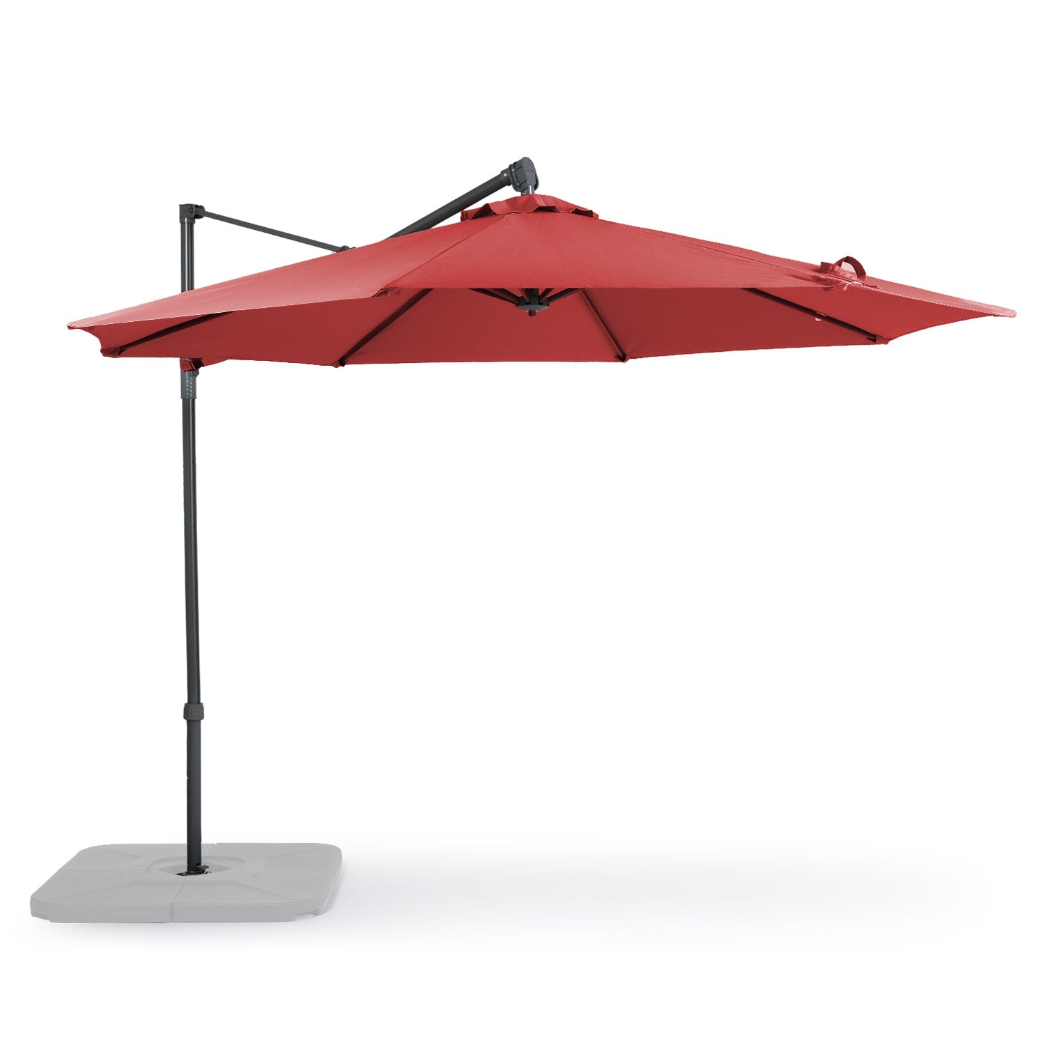 10FT Off-set Hanging Umbrella - Premium Aluminum Cantilever Umbrella for Backyard/Garden - Waterproof, UV-Resistant Outdoor Shade Patio Umbrella Aoodor LLC 9.8 x 8.2 Ft (With 6 adjustable stalls) Red 