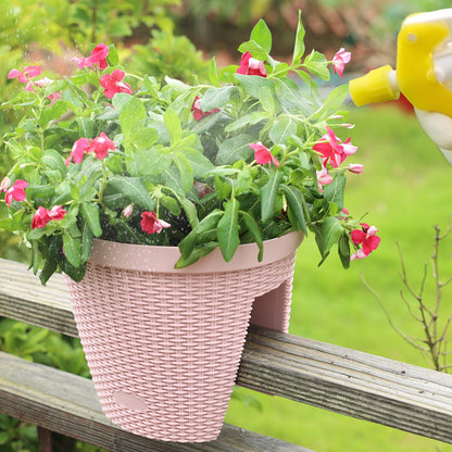 12'' Balcony Rattan Pattern Railing Planter Box with Drainage Holes and Adjustable Brackets- Set of 4  Aoodor    