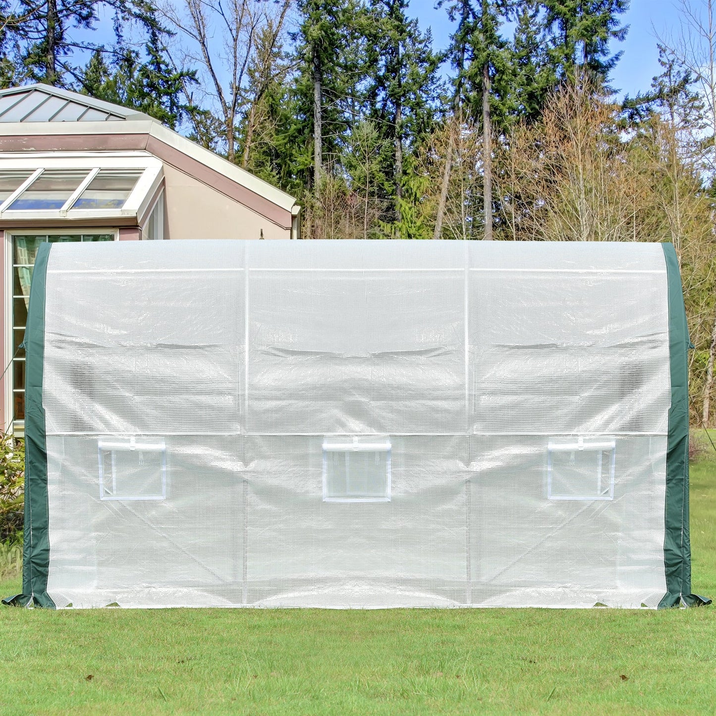 12 ft. x 7 ft. x 7 ft. Walk-in Tunnel Greenhouse with Zipper Door, Side Windows Greenhouse Aoodor   