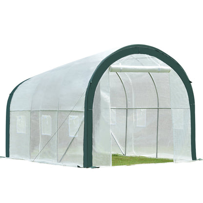 12 ft. x 7 ft. x 7 ft. Walk-in Tunnel Greenhouse with Zipper Door, Side Windows Greenhouse Aoodor White  