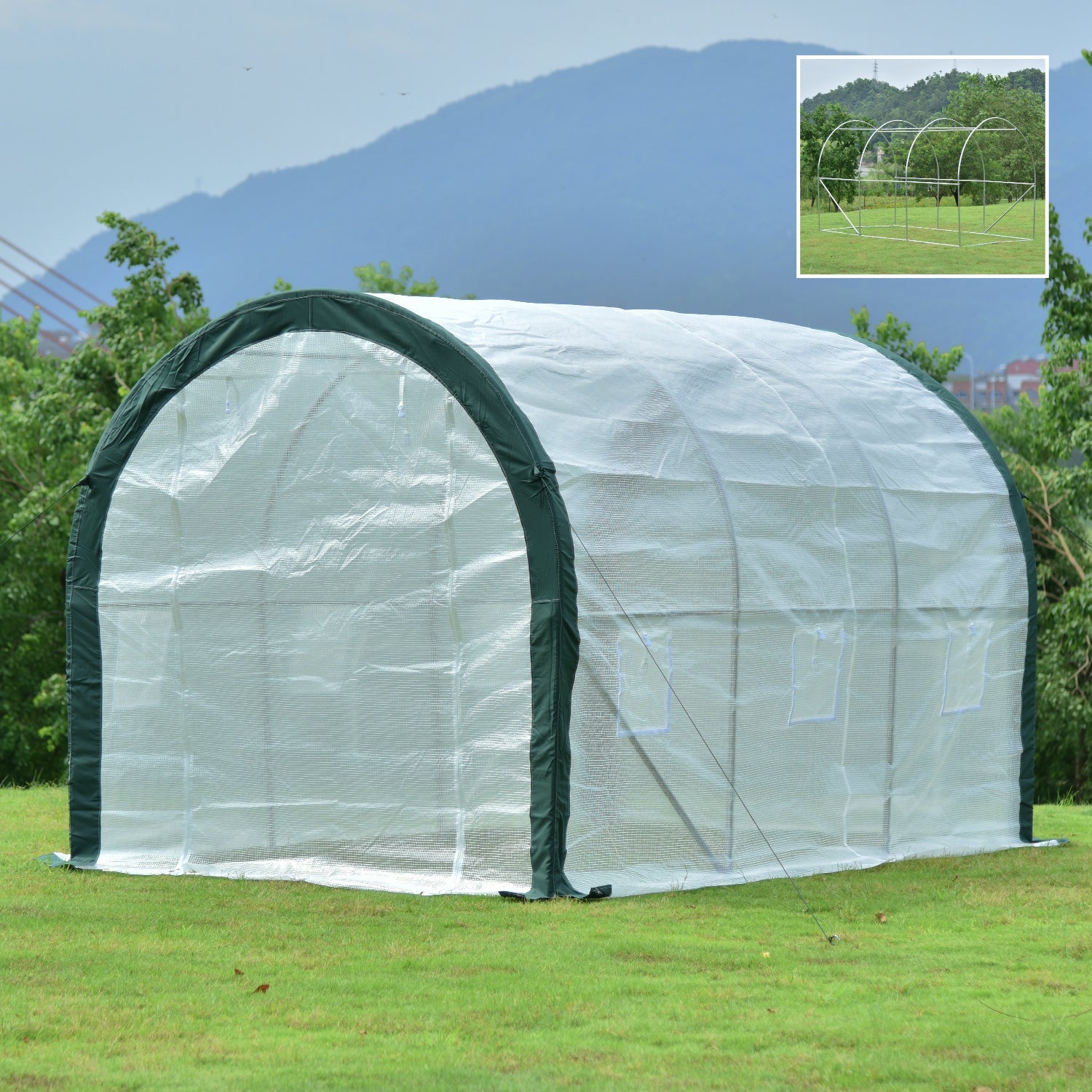 12 ft. x 7 ft. x 7 ft. Walk-in Tunnel Greenhouse with Zipper Door, Side Windows Greenhouse Aoodor   